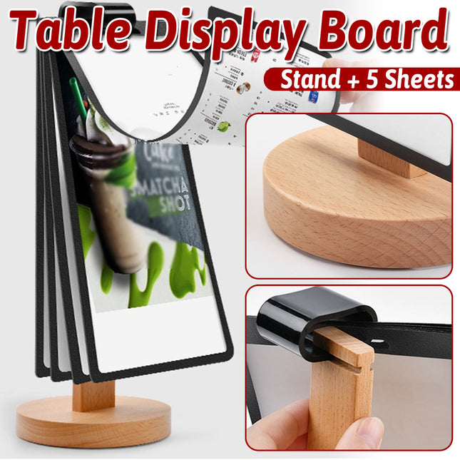 Wooden Tabletop Menu Holder Stand 20x10cm for Restaurant Cafe Bar Menu Display