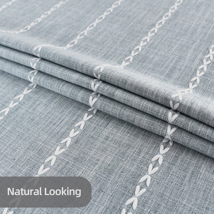 Embroidered Tassel Colored Cotton-Linen Like Geometric Rectangular Tablecloth