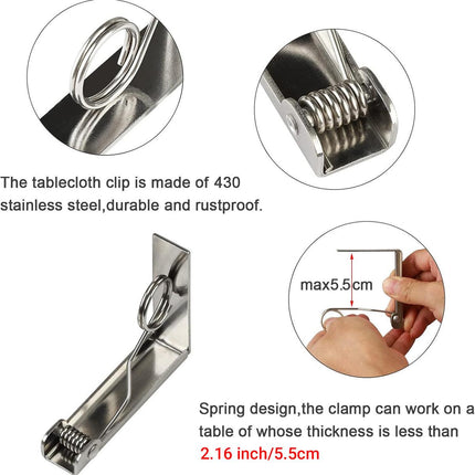 6pcs Stainless Steel Tablecloth Clips Table Cover Holders for Desktop Picnic