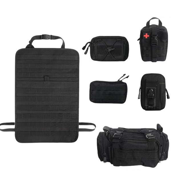 Car Universal Rear Seat 6-Piece Storage Bag Set Space Saving Waterproof Durable