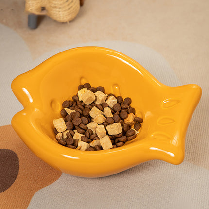 Taiyaki Ceramic Cat Bowl for Food and Water with Non Slip Base for Dogs Cats Use