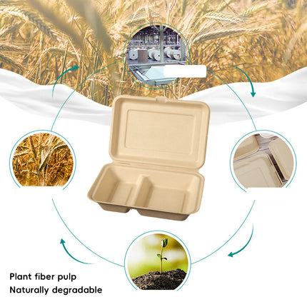 50PCS Takeaway Bento Box Food Grade Eco Friendly Meal Prep Leak-Proof Takeout