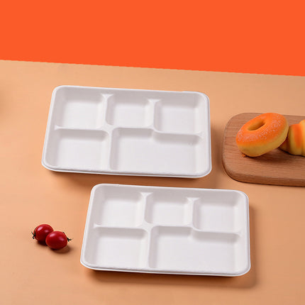 50PCS Disposable Compartmentalized Takeaway Lunch Box Biodegradable 800ml/1200ml