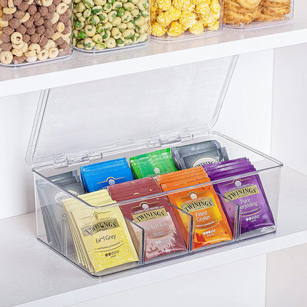 Covered Tea Bag Storage Box Desktop Compartmentalized Organizer Kitchen Holder