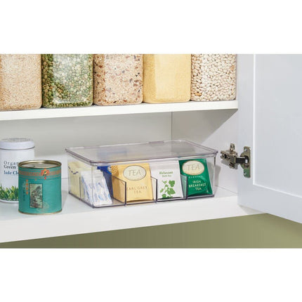 Covered Tea Bag Storage Box Desktop Compartmentalized Organizer Kitchen Holder