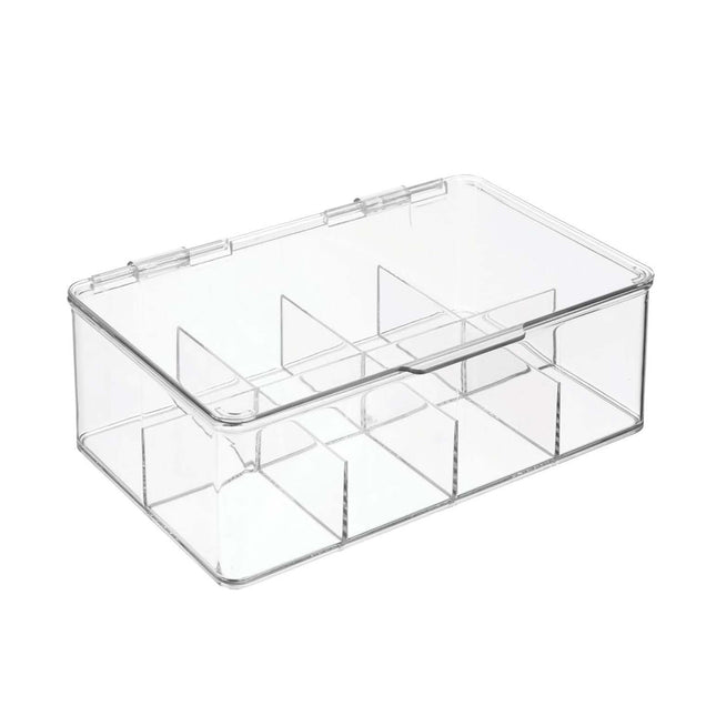 Covered Tea Bag Storage Box Desktop Compartmentalized Organizer Kitchen Holder