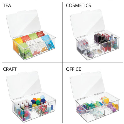 Covered Tea Bag Storage Box Desktop Compartmentalized Organizer Kitchen Holder