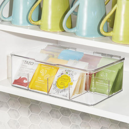 Covered Tea Bag Storage Box Desktop Compartmentalized Organizer Kitchen Holder