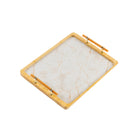 Bamboo Tea Tray with Stone Plastic Base Waterproof Non-Slip Durable