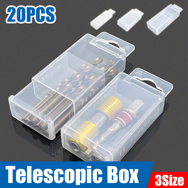 20PCS Mini Transparent Storage Box Telescopic Multi Purpose Clear Home Office