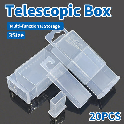 20PCS Mini Transparent Storage Box Telescopic Multi Purpose Clear Home Office