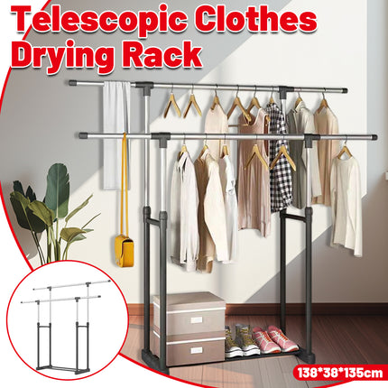 Clothes Drying Rack Adjustable Height Telescopic Stable Base Space-Saving