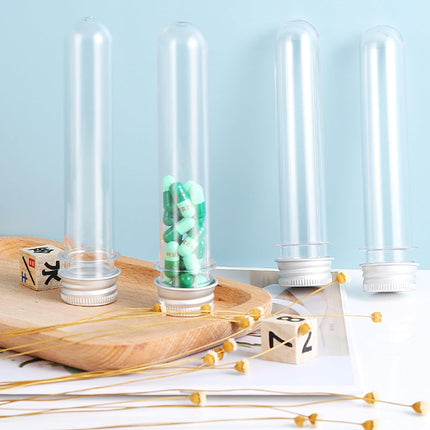125PCS 45ml Clear Cylinder Test Tube with Lid Bottle Small Storage Container