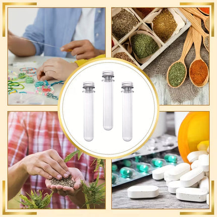 125PCS 45ml Clear Cylinder Test Tube with Lid Bottle Small Storage Container