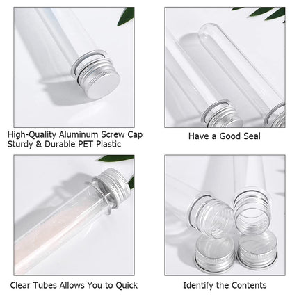 125PCS 45ml Clear Cylinder Test Tube with Lid Bottle Small Storage Container