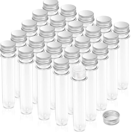 125PCS 45ml Clear Cylinder Test Tube with Lid Bottle Small Storage Container