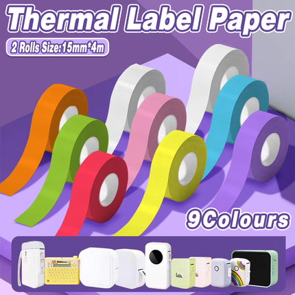 2 Rolls Square Sticker Thermal Paper Labels 15mm x 4m for Barcode Printing