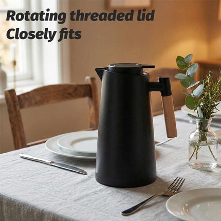 1000ml Vacuum Insulated Thermos Coffee Pot with Wooden Handle Nordic Carafe