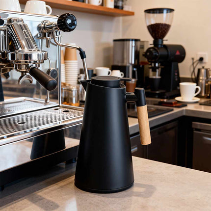 1000ml Vacuum Insulated Thermos Coffee Pot with Wooden Handle Nordic Carafe