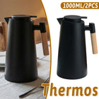 2PCS 1000ml Large Capacity Coffee Pot with Handle Thermal Durable Sealing Lid