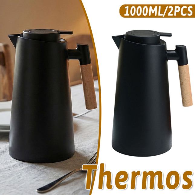 2PCS 1000ml Large Capacity Coffee Pot with Handle Thermal Durable Sealing Lid