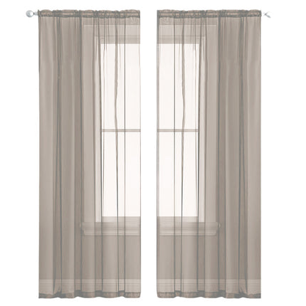2PCS Solid Color Window Curtains Semi Shading Sheer Drapes Room Divider Use