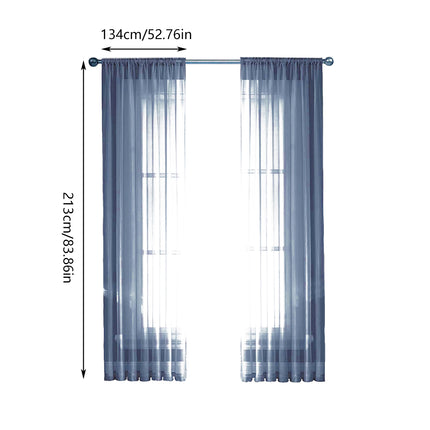 2PCS Solid Color Window Curtains Semi Shading Sheer Drapes Room Divider Use