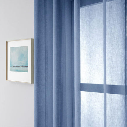 2PCS Solid Color Window Curtains Semi Shading Sheer Drapes Room Divider Use