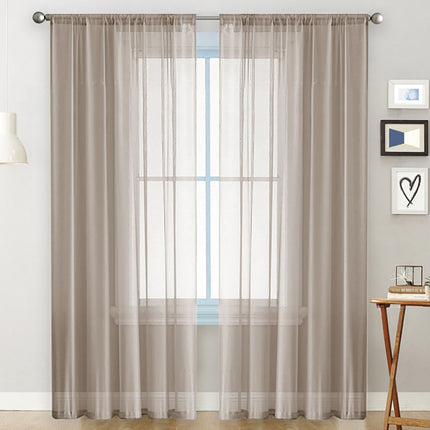 2PCS Solid Color Window Curtains Semi Shading Sheer Drapes Room Divider Use