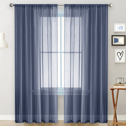 2PCS Solid Color Window Curtains Semi Shading Sheer Drapes Room Divider Use