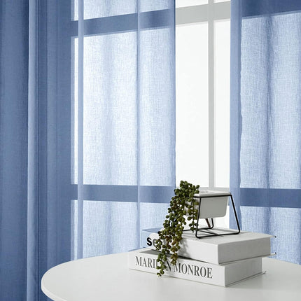 2PCS Solid Color Window Curtains Semi Shading Sheer Drapes Room Divider Use