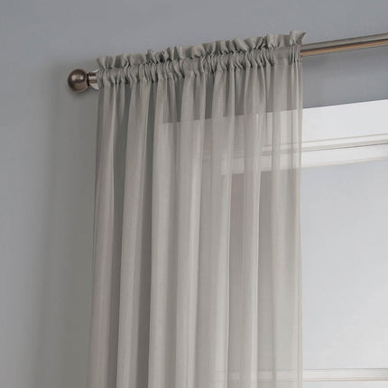 2PCS Solid Color Window Curtains Semi Shading Sheer Drapes Room Divider Use