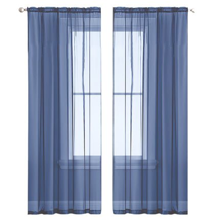 2PCS Solid Color Window Curtains Semi Shading Sheer Drapes Room Divider Use