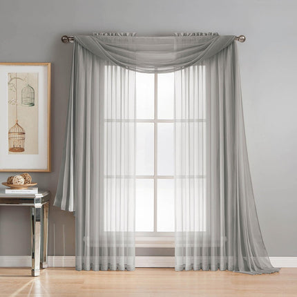 2PCS Solid Color Window Curtains Semi Shading Sheer Drapes Room Divider Use