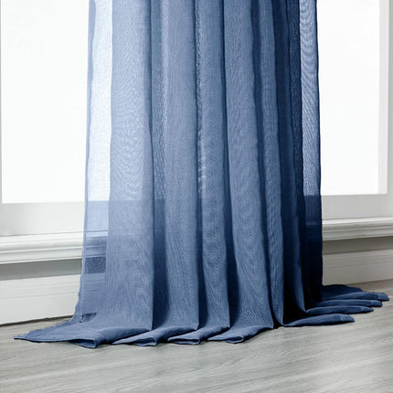 2PCS Solid Color Window Curtains Semi Shading Sheer Drapes Room Divider Use