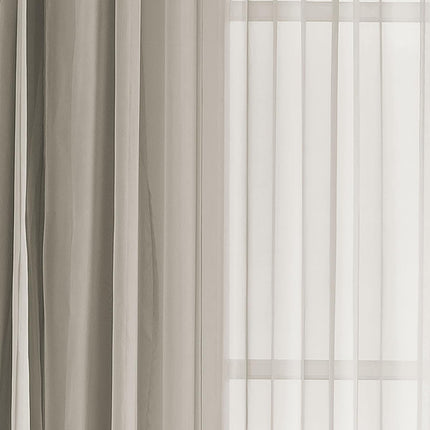 2PCS Solid Color Window Curtains Semi Shading Sheer Drapes Room Divider Use