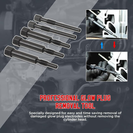 Glow Plug Removal Tool Set 22PCS Diesel Electrode Extractor Thread Repair Kit