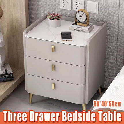 3 Drawer Nightstand Bedroom Storage Cabinet Minimalist Bedside Locker Organizer
