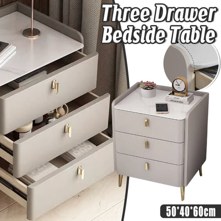 3 Drawer Nightstand Bedroom Storage Cabinet Minimalist Bedside Locker Organizer
