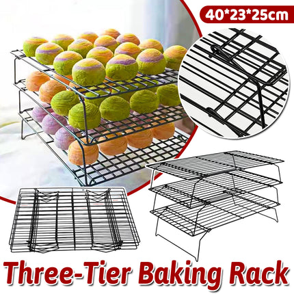 3-Tier Cake Stand Foldable Carbon Steel for Baking Display Party Dessert Serving