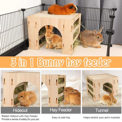 3 in 1 Hay Handmade Pet Feeder Universal Model for Small Animals Easy to Clean
