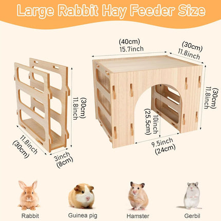 3 in 1 Hay Handmade Pet Feeder Universal Model for Small Animals Easy to Clean
