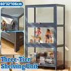 3 Tier Storage Shelf Unit 60x32x106cm Clear Door Durable for Kitchen Garage Use