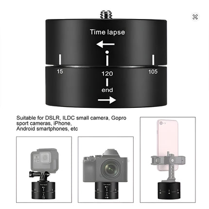 Action Camera 360° Rotating 60/120min Time Lapse Timer Tripod Head Adapter Gopro