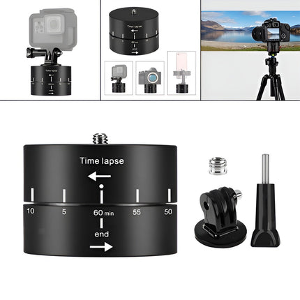 Action Camera 360° Rotating 60/120min Time Lapse Timer Tripod Head Adapter Gopro