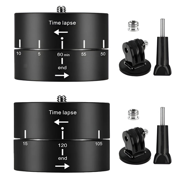 Action Camera 360° Rotating 60/120min Time Lapse Timer Tripod Head Adapter Gopro