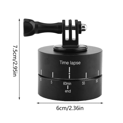Action Camera 360° Rotating 60/120min Time Lapse Timer Tripod Head Adapter Gopro