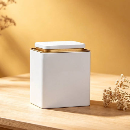 Metal Storage Tin Box Set Square Containers with Lid 5 Pack 2 Sizes