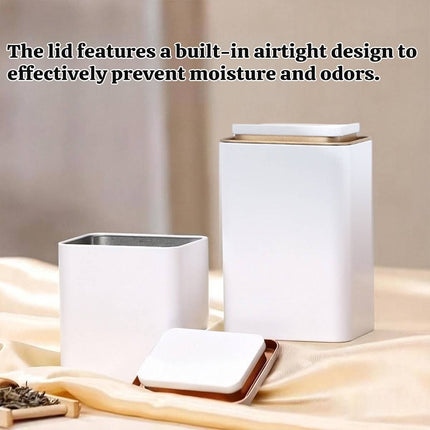 Metal Storage Tin Box Set Square Containers with Lid 5 Pack 2 Sizes
