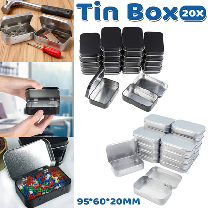 20PCS Connected Flip Top Tin Box Small Item Storage Case For Craft Jewelry Use